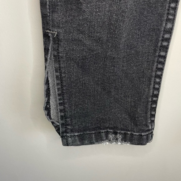 Free People Black Distressed Skinny Jeans with Split Hem - Picture 7 of 9